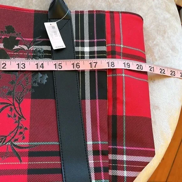 NWT Victorias Secret Red Black Novacheck Large Tote Bag - Picture 10 of 13